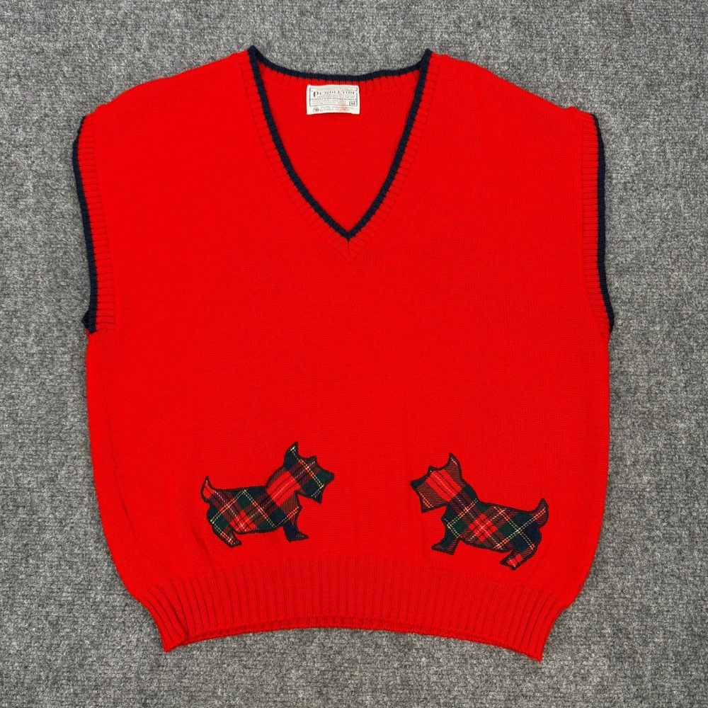 Vintage Pendleton Scottie Terrier Dog Sweater Vest Medium 100% Wool Preppy USA - Picture 2 of 6